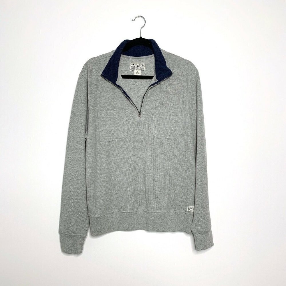 LUCKY BRAND Pullover  Men Medium Gray Navy Accents